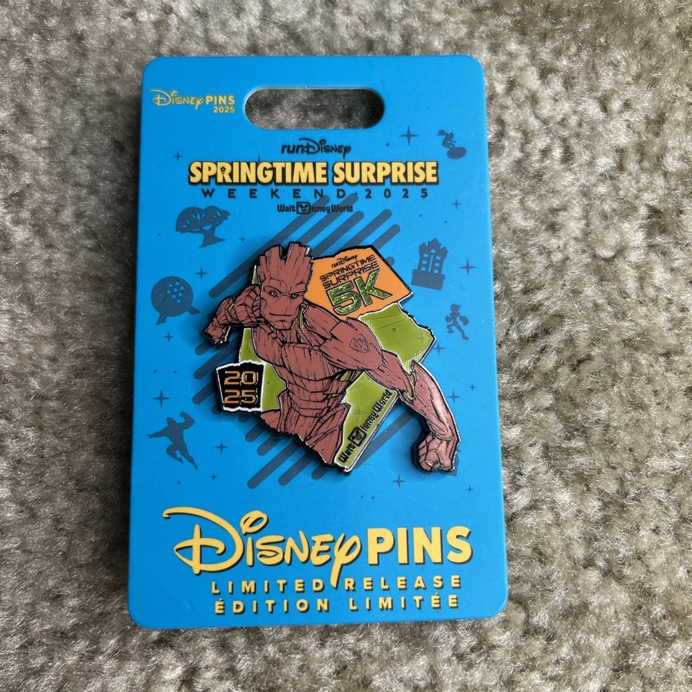 2025 RunDisney‎ Springtime Surprise Weekend - 5k Pin Groot Blue Card